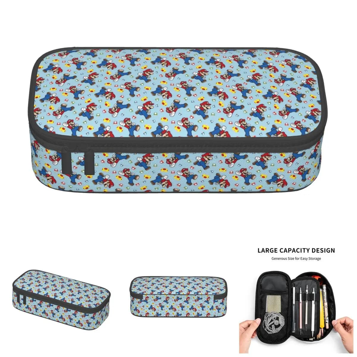 Astucci per matite Kawaii Cartoon Mario Anime per ragazza e ragazzo, astuccio portamatite di grandi dimensioni, accessori scolastici
