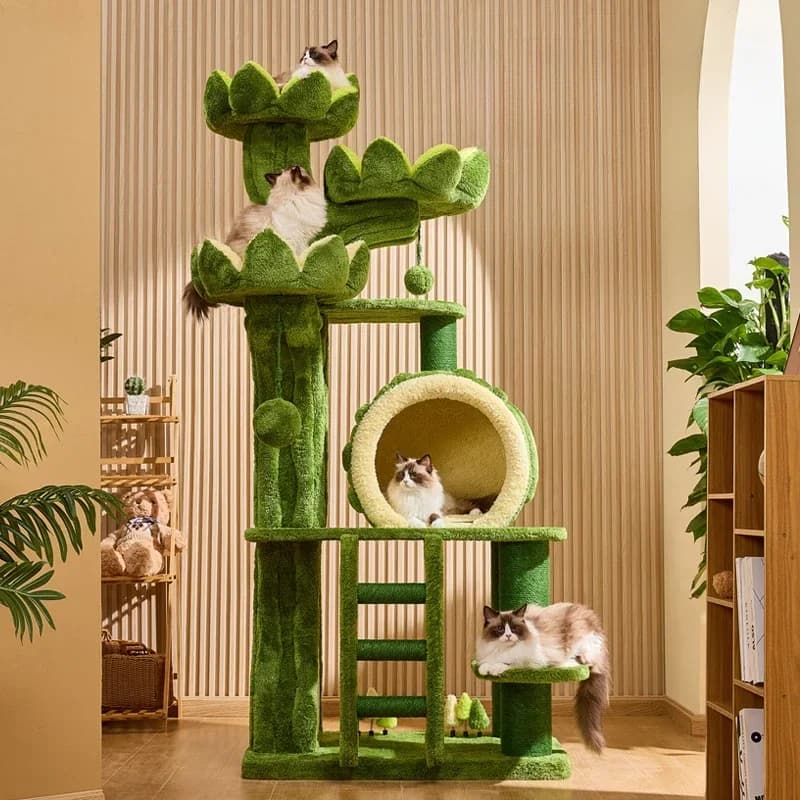 Castello di loto Albero per gatti Design originale nordico Giocattolo Tiragraffi per gatti Tiragraffi per gatti Parete da arrampicata Prodotti per animali Columpio Gatos FYCT