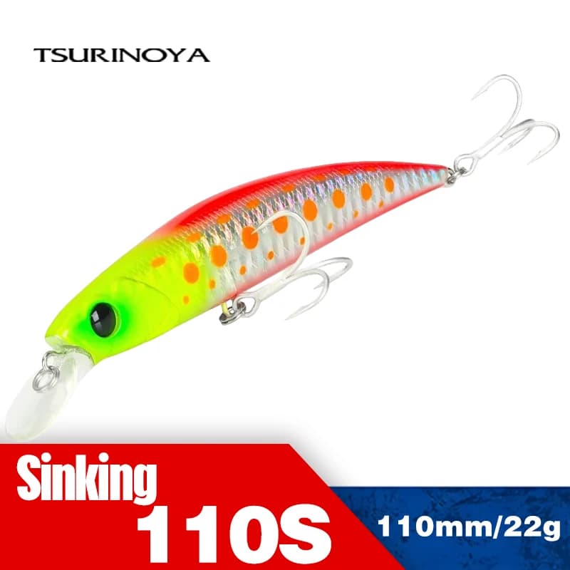 TSURINOYA 110S Esche da pesca in mare 110mm 22g Acqua salata Affondamento Minnow Jerkbait DW77 Lago Luccio Trota SeaBass Esca dura Peso fisso