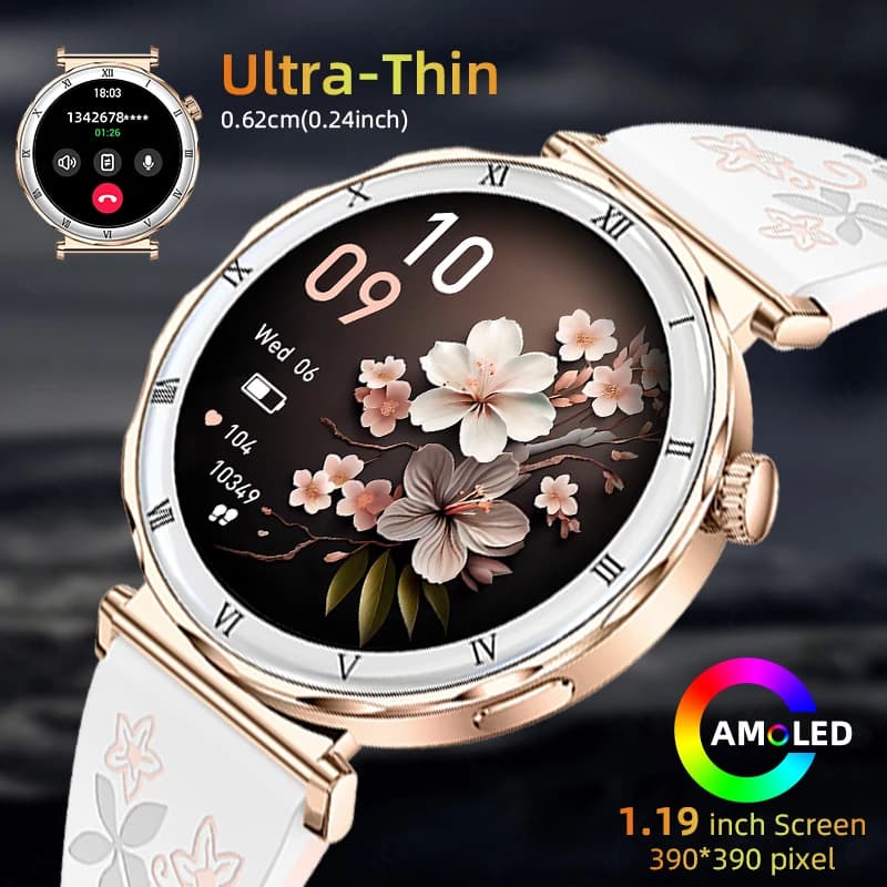 LIGE AMOLED Display HD Cardiofrequenzimetro Fitness Tracker Smartwatch Chiamata Bluetooth Impermeabile 1.19 "Ultra-Sottile Smart Watch Donna