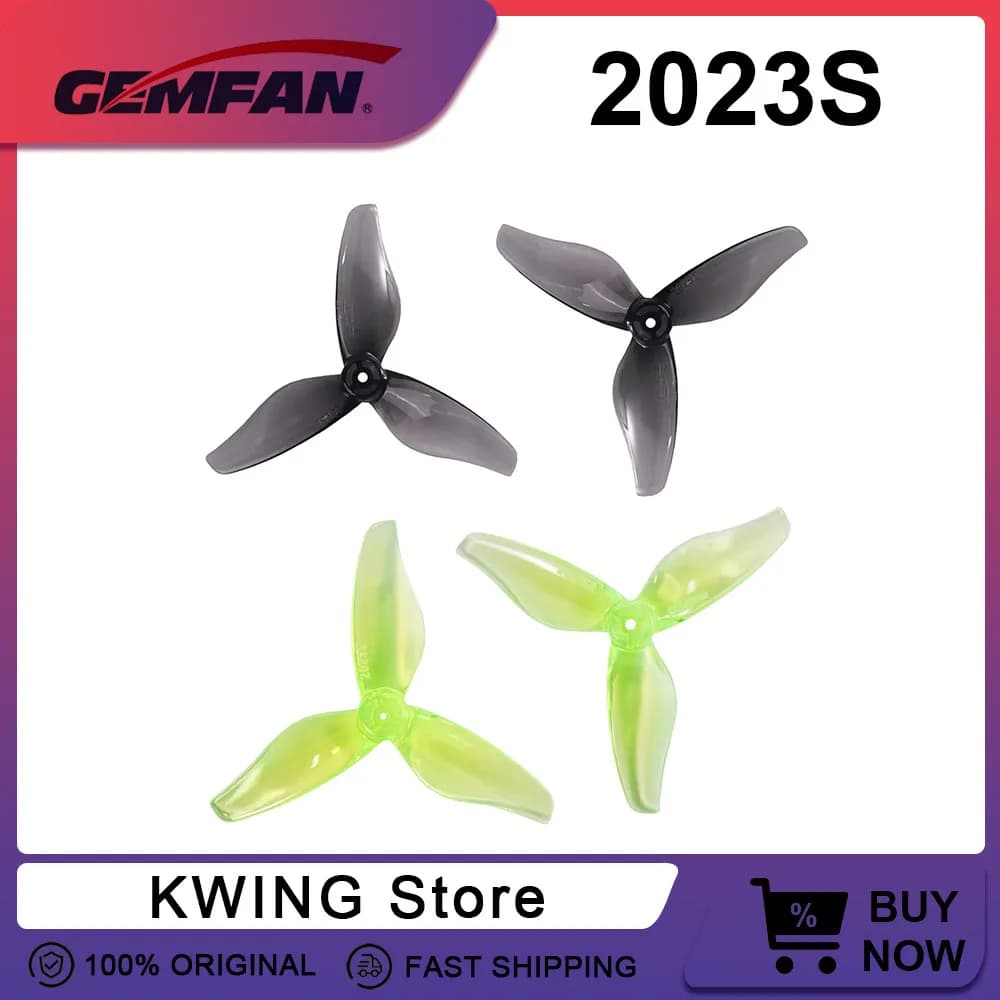 12 pairs (12CW + 12CCW) Gemfan 2023S Hurricane 51mm Elica to 3 blades 3 holes for FPV Racing 2 inch 1105-1108 Toothpick Engine