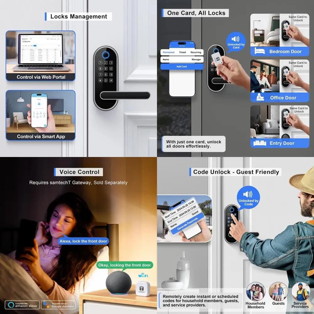Serratura Bluetooth con Impronta Digitale e Touchpad - Installazione Fai-da-te Semplice, Accesso Senza Chiave, Chiusura Automatica, Ideale per Casa, Affitti e Ambienti Smart