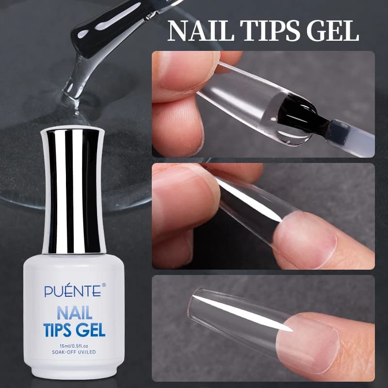 Gel per colla per unghie da 15 ml per punte acriliche per una estensione rapida delle unghie Base trasparente Adesivo per strass Soak Off Vernice semipermanente UV