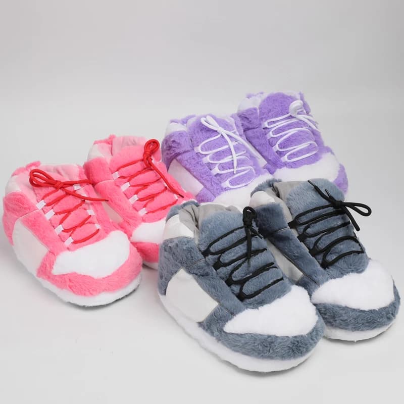 Calde pantofole da ginnastica in peluche, scarpe da casa morbide pelose antiscivolo alla moda Soffici scivoli da casa comodi unisex Taglia unica per interni