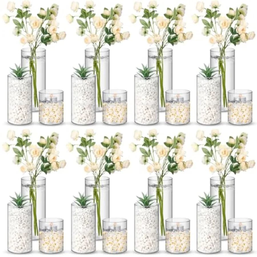 Vasi cilindrici in plastica, vasi alti in plastica per centrotavola, portacandele Hurricane per casa, matrimoni, ufficio, feste