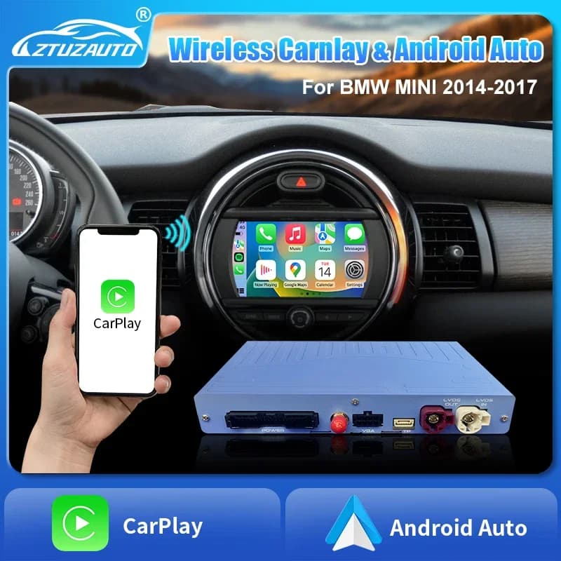 Wireless Carplay Android Auto for BMW Mini Cooper Clubman F55 F56 F54 F57 NBT System 2014-2017 Year, Support Reverse Camera
