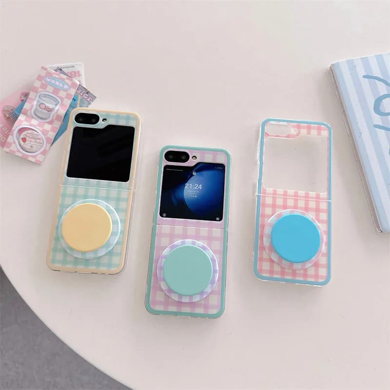Custodia per telefono magnetica con motivo scozzese a colori coreani per Samsung Galaxy Z Flip 7 6 5 4 Flip6 Flip7 Cover con custodie Magsafe Capa