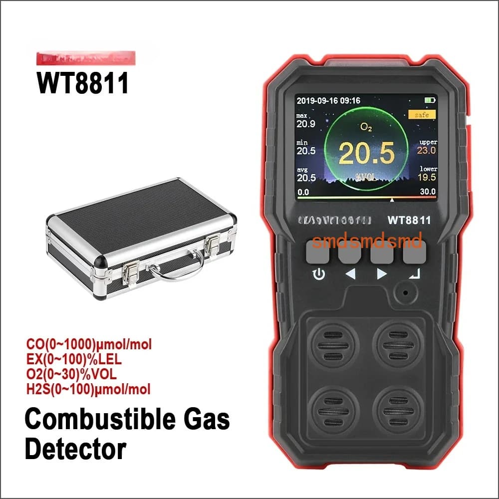 RZ Compoud Gas Monitor Ricaricabile Multifunzione 4 in1 Sensore Gas Combustibile O2 H2S CO