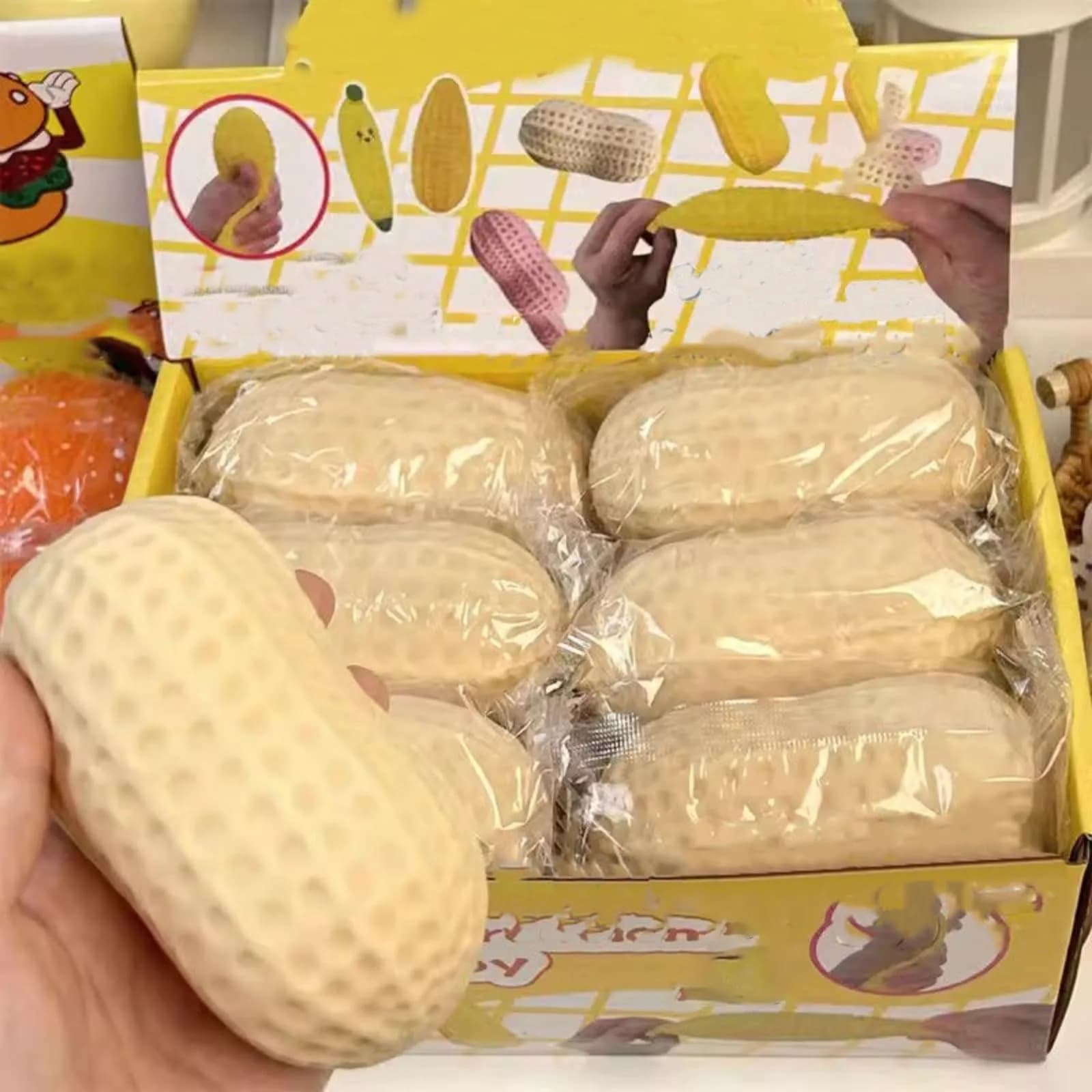Realistic TPR Peanut Squeeze Toy – Slow-Rebound Flour-Filled Stress Relief Ball, Fun April Fools' Day Gag Gift for Adults