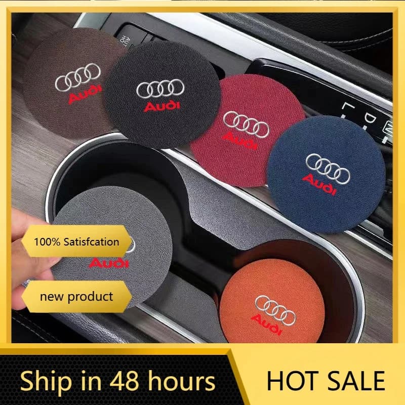 2 Pezzi Tappetino Antiscivolo in Camoscio per Portabicchieri Auto per Audi A3 8L 8V 8P A4 B5 B6 B7 B8 A5 A6 C5 C6 C7 A7 A8 D2 D3 Q5 Q7