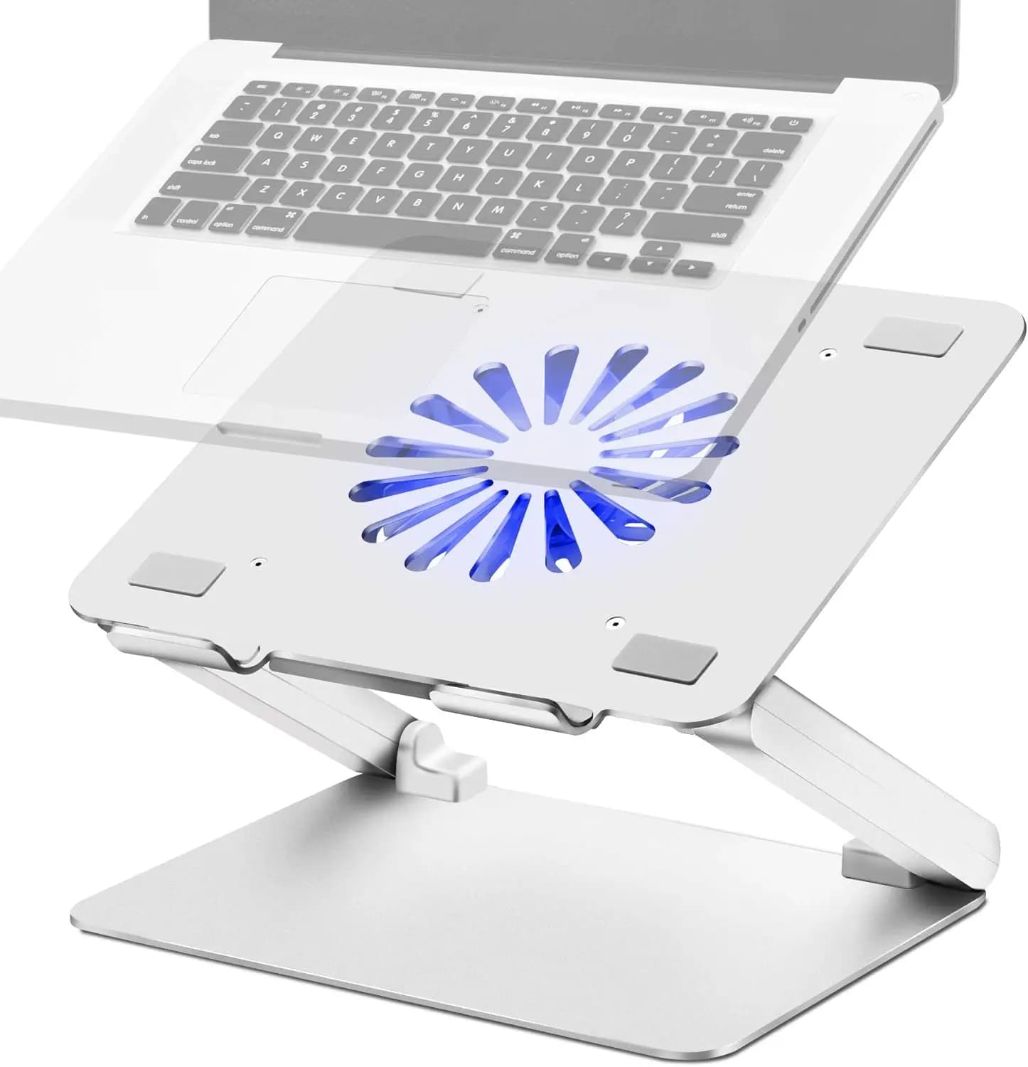 Base di Raffreddamento per Laptop con Ventola Silenziosa, Hub USB 3.0, Supporto Ergonomico per Notebook da 10-17.3 Pollici, in Alluminio