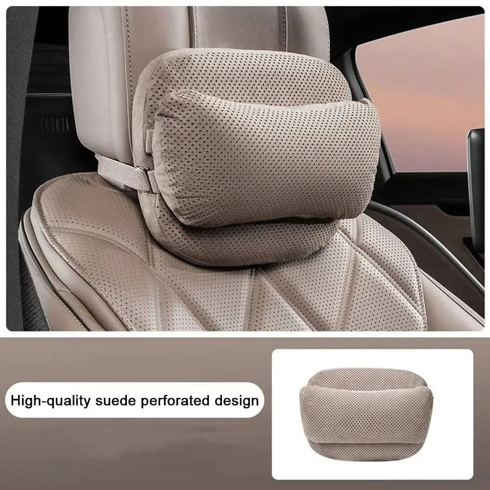 Suede Memory Cotton Car Neck Pillow Breathable Travel Car Headrest Interior Accessories Ergonomic Support Lumbar Support Cushion