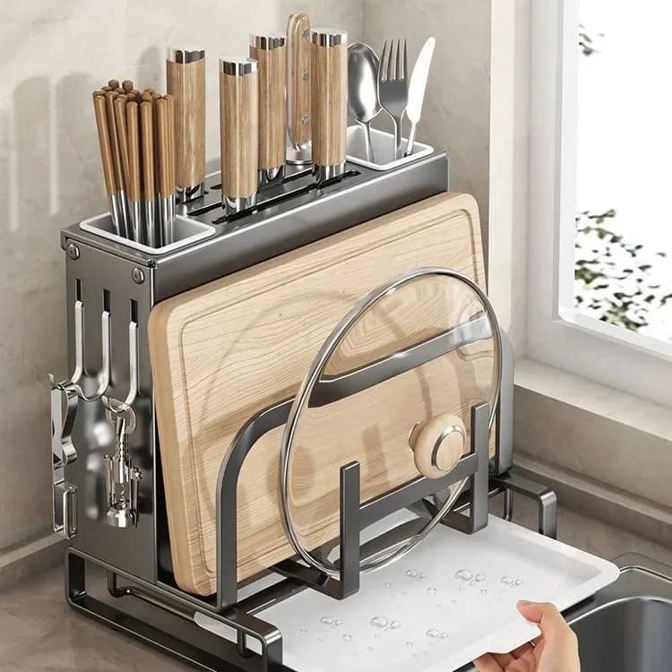 ♪ Suitable for kitchen knife holders, shelf for domestic use, multifunctional integrated kitchen knife, cutter, wands, cover for pot