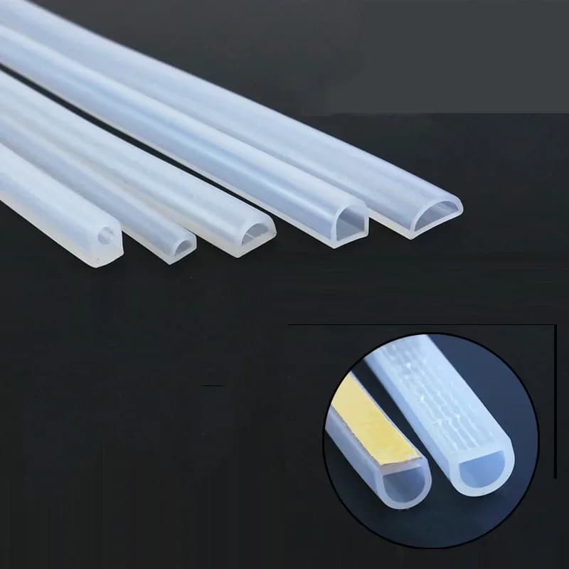 Striscia sigillante in gomma siliconica a forma di D da 1-5M Striscia isolante sonora per porte e finestre autoadesiva ad alta temperatura cava semicircolare