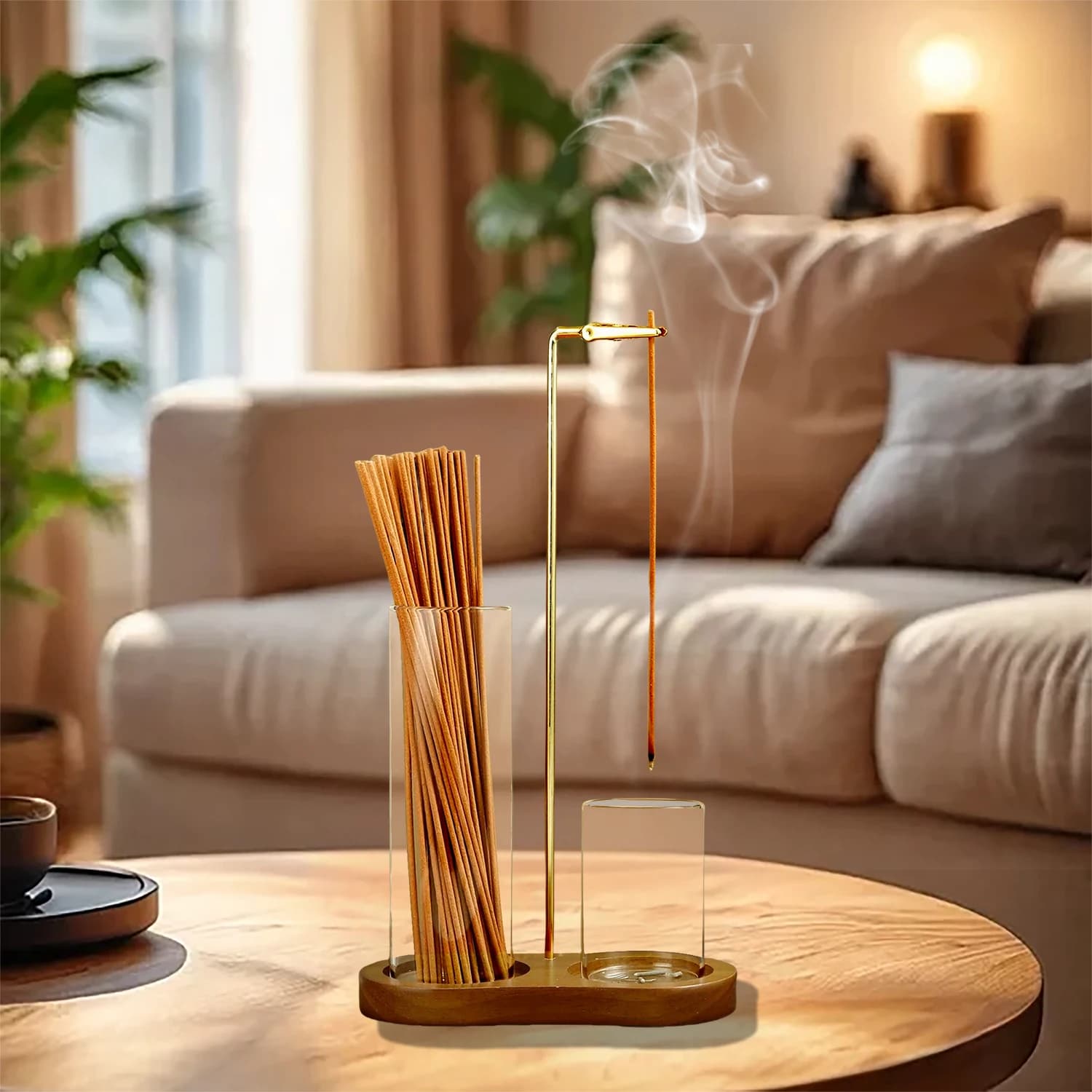 Portaincenso 2 in 1 per bastoncini Burne di incenso volante anti-cenere con raccoglitore di cenere in vetro e organizer per bastoncini per meditazione yoga