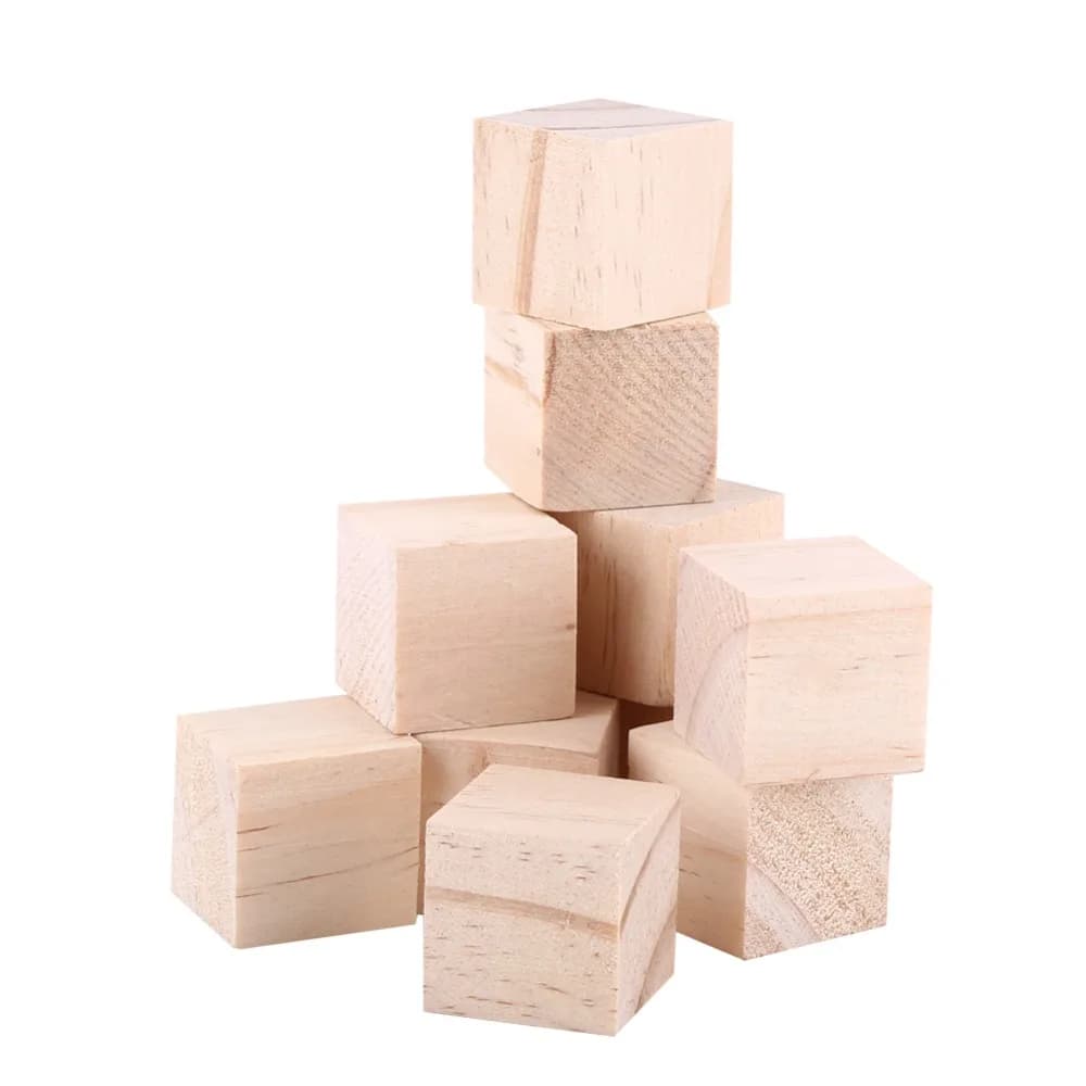 30 Pezzi Blocchi di Legno Quadrati Non Finiti Fatti a Mano, Blocchi di Legno da 1 Pollice per Progetti Fai-da-Te