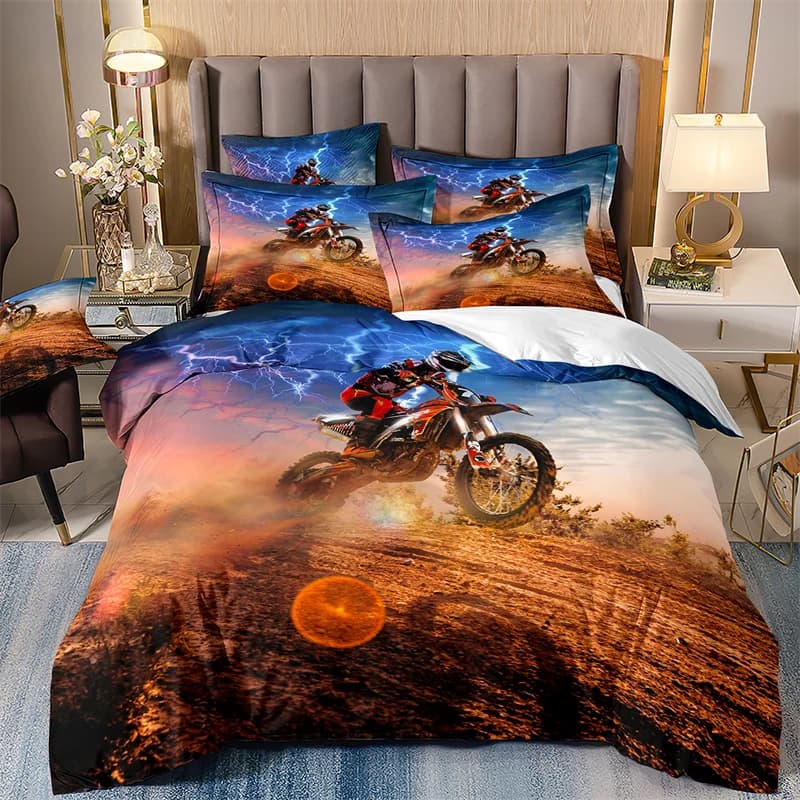 Set copripiumino Galaxy Starry Sky per ragazzi, Speed Rider, super cool, trapunta per auto da corsa, set di biancheria da letto per uomo, adolescente, Queen Size