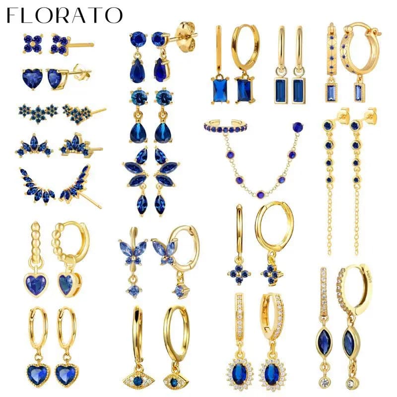 Orecchini in oro con ciondolo occhio del diavolo in argento sterling 925 con cristallo blu per le donne Gioielli da sposa di moda con zirconi a goccia d'acqua