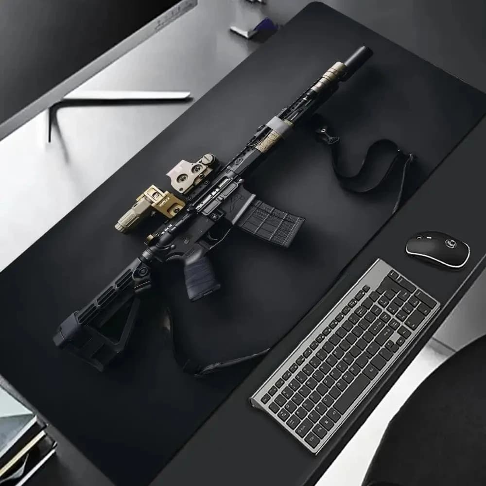 Tappetino per mouse con armi da fuoco Tappetini per tavolo da gioco per ufficio di grandi dimensioni Tappetini per mouse per tastiera da gioco antiscivolo in gomma XL Tappetini da scrivania lunghi