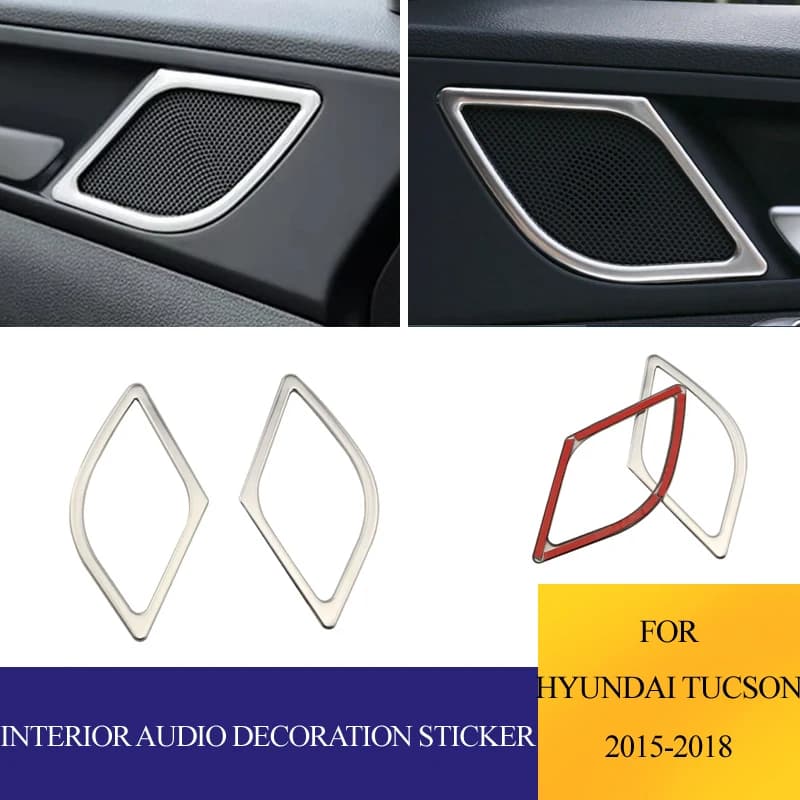 Per Hyundai Tucson 2015-2018 Stile Adesivo In Acciaio Inox Porta Interna Audio Parla Suono Anello Hood Parte Accessori