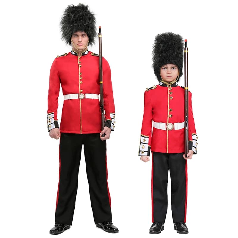 Famiglia Ragazzi Giocattolo Soldato Halloween Fancy Dress Militare Rosso Uniforme Cosplay Uomini Costume da Guardia Reale