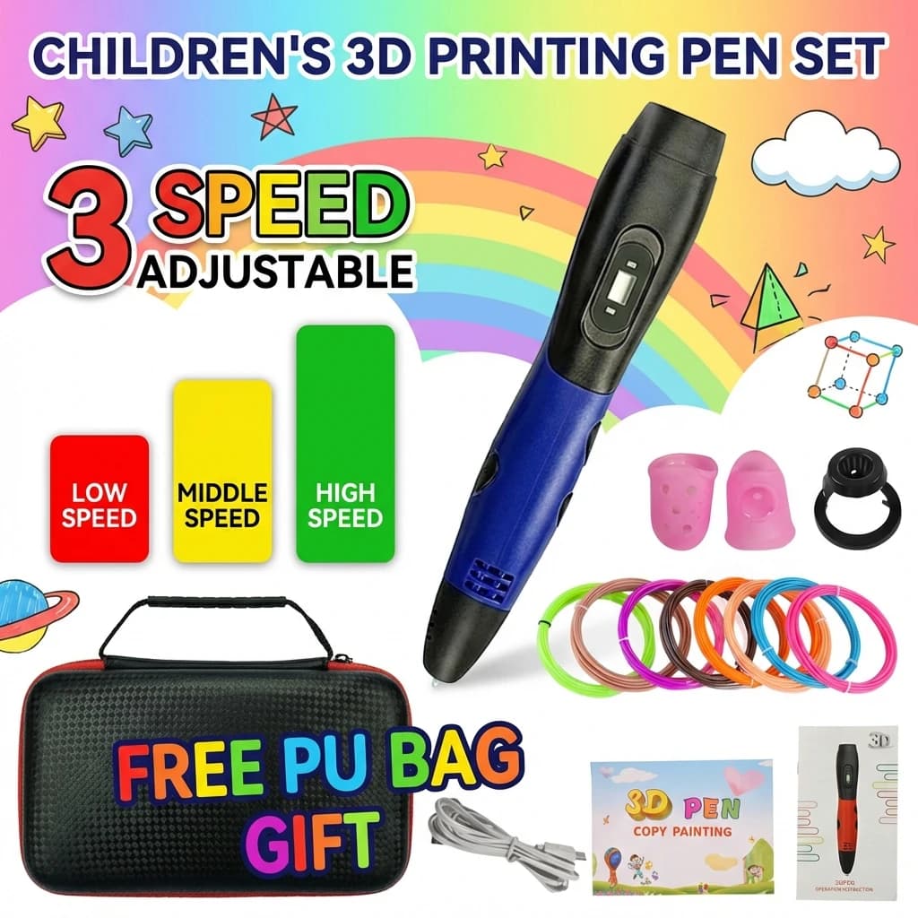 Wonderful 3D Printing Pen with LCD Display, Travel Case, PLA Thread, Children's Gift for Birthdays and Christmas