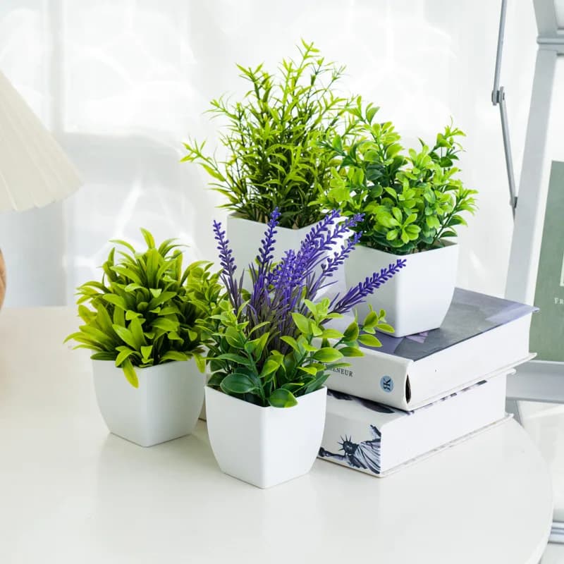 Piante artificiali in vaso realistiche per l'arredamento dell'home office Mini decorazione da tavolo verde finta centrotavola moderno