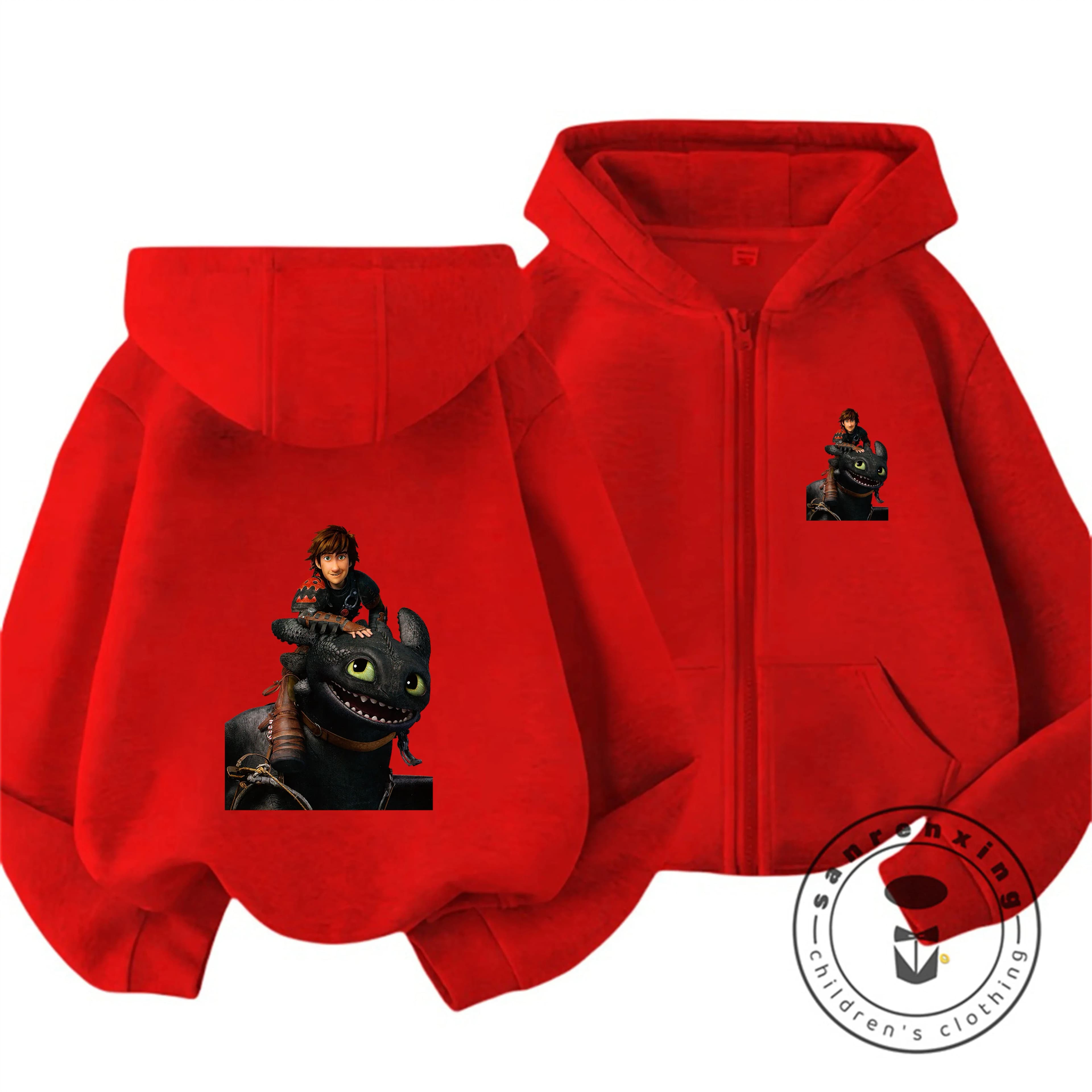 Abbigliamento casual primaverile per bambini Sweet How To Train Your Dragon Cartoon Zip Hoodie Kawaii Daily Tops per bambini 3 14 anni