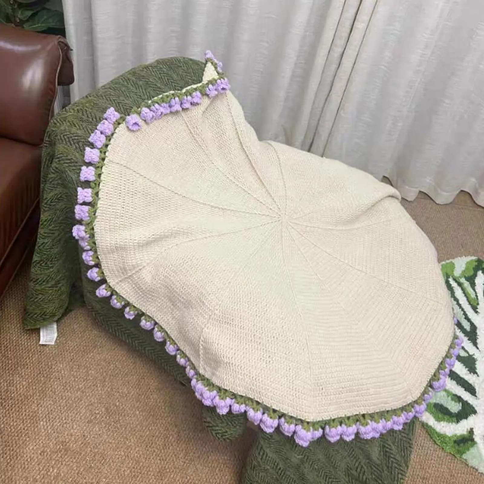 Kit per Coperta Floreale all'Uncinetto, Set per Lavori a Maglia, Regalo per Appassionati e Principianti