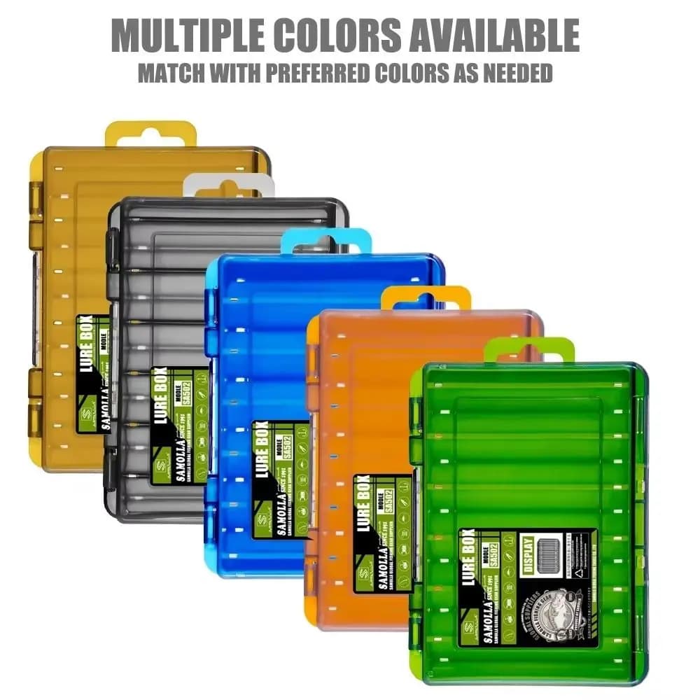 Plastic Fishing Tackle Box Double Sided 12 Compartments Fishing Gear Organiser Fishing Accessories Fishing Tool