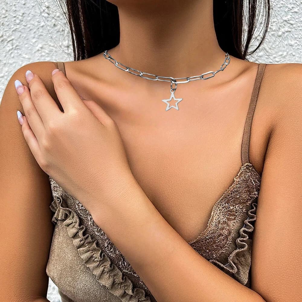 Punk Stainless Steel Choker Necklace Chain On The Neck Female Key Lock Cross Charm Pendant Necklace For Women Jewelry Gift 2025
