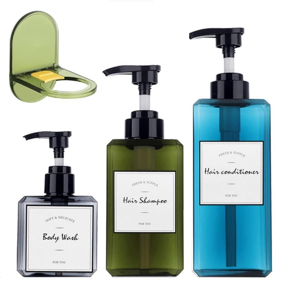 Dispenser di sapone ricaricabile quadrato in plastica Shampoo lozione per il corpo piatto per mani pompa per sapone bottiglia per Dispenser per cucina bagno