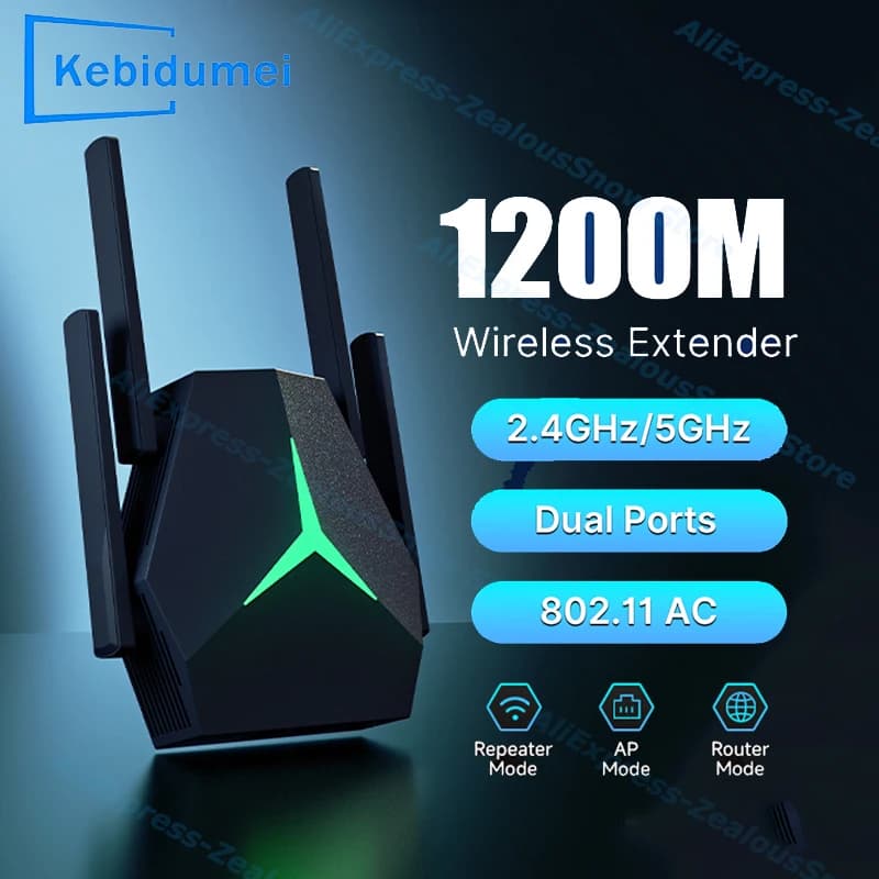 Ripetitore WiFi 1200Mbps Router 2.4G/5GHZ Ripetitore wireless tri-modale Booster Amplificatore di segnale AP Copertura Rete Wi-Fi a lungo raggio