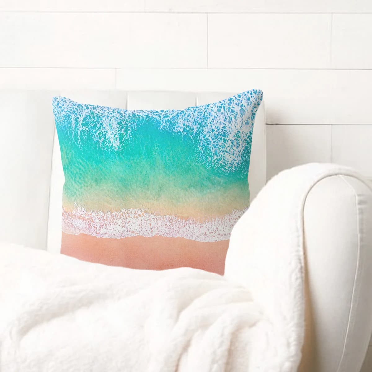 Gradient Geometric Diamond Pattern Polyester Pillow Cover - Stylish Decorative Cushion Case for Sofa, Bedroom and Living Room