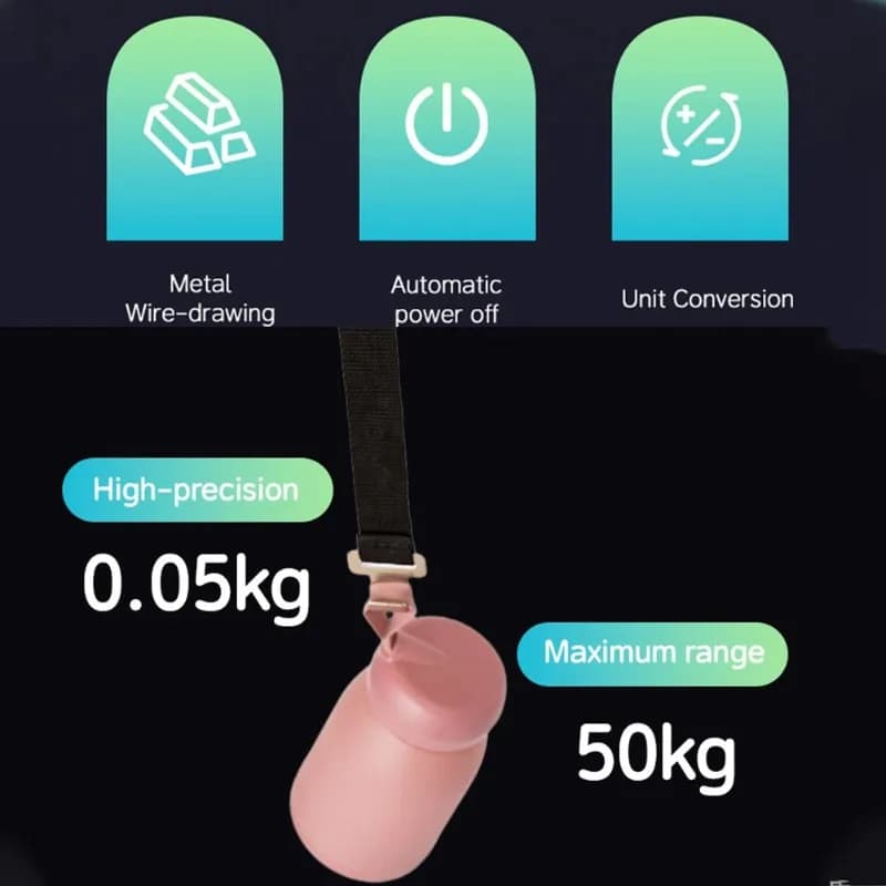 ABWR-Bilancia per bagagli portatile da 50 kg con attivazione a pressione, per casa e viaggio - Design compatto e preciso