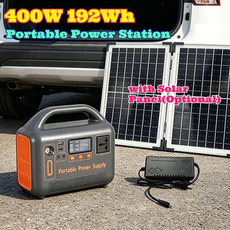 400W Portable Power Station Solar Generator 220V 192Wh LiFePO4 Power Bank for Camping Emergency Energy with Solar Panel Charger