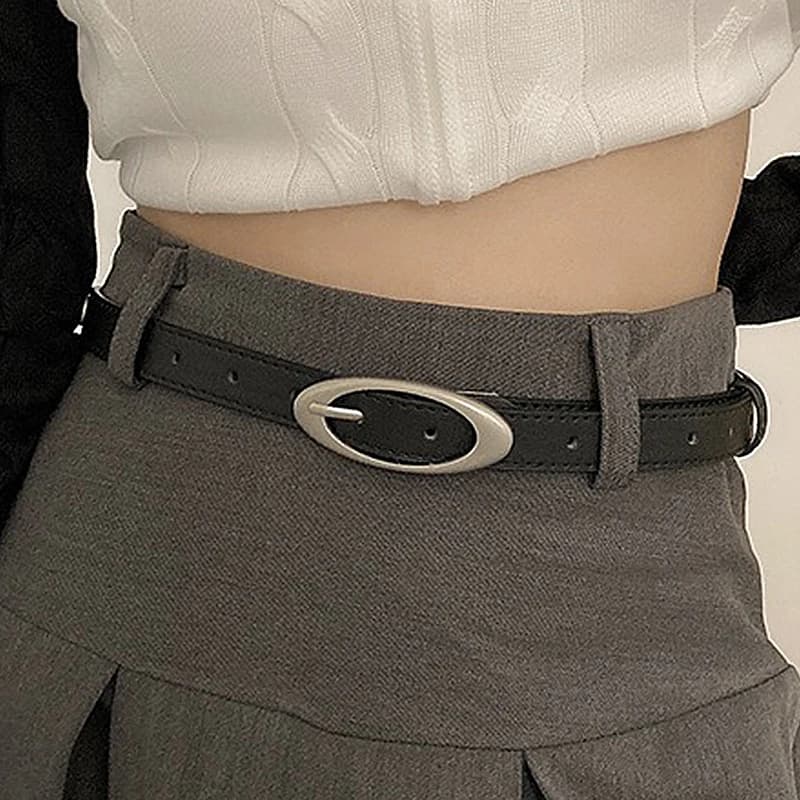 Cintura Vintage da Donna in Pelle PU, Stile Y2K Gotico con Fibbia Metallica, per Jeans, Pantaloni e Abiti, Moda AB006