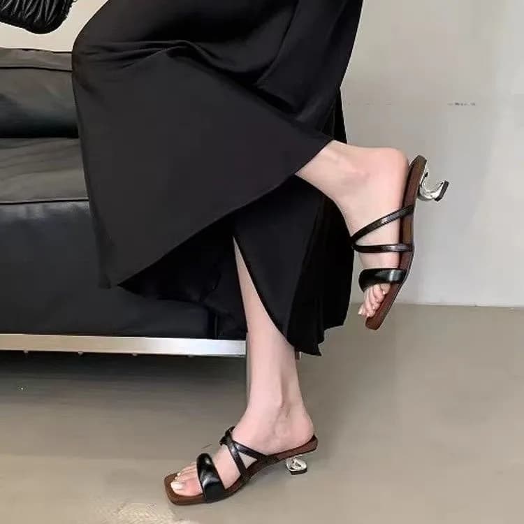 Sandali Estivi da Donna Stile Francese con Tacco Alto, Nuovi Splendidi Sandali Argento Premium alla Moda