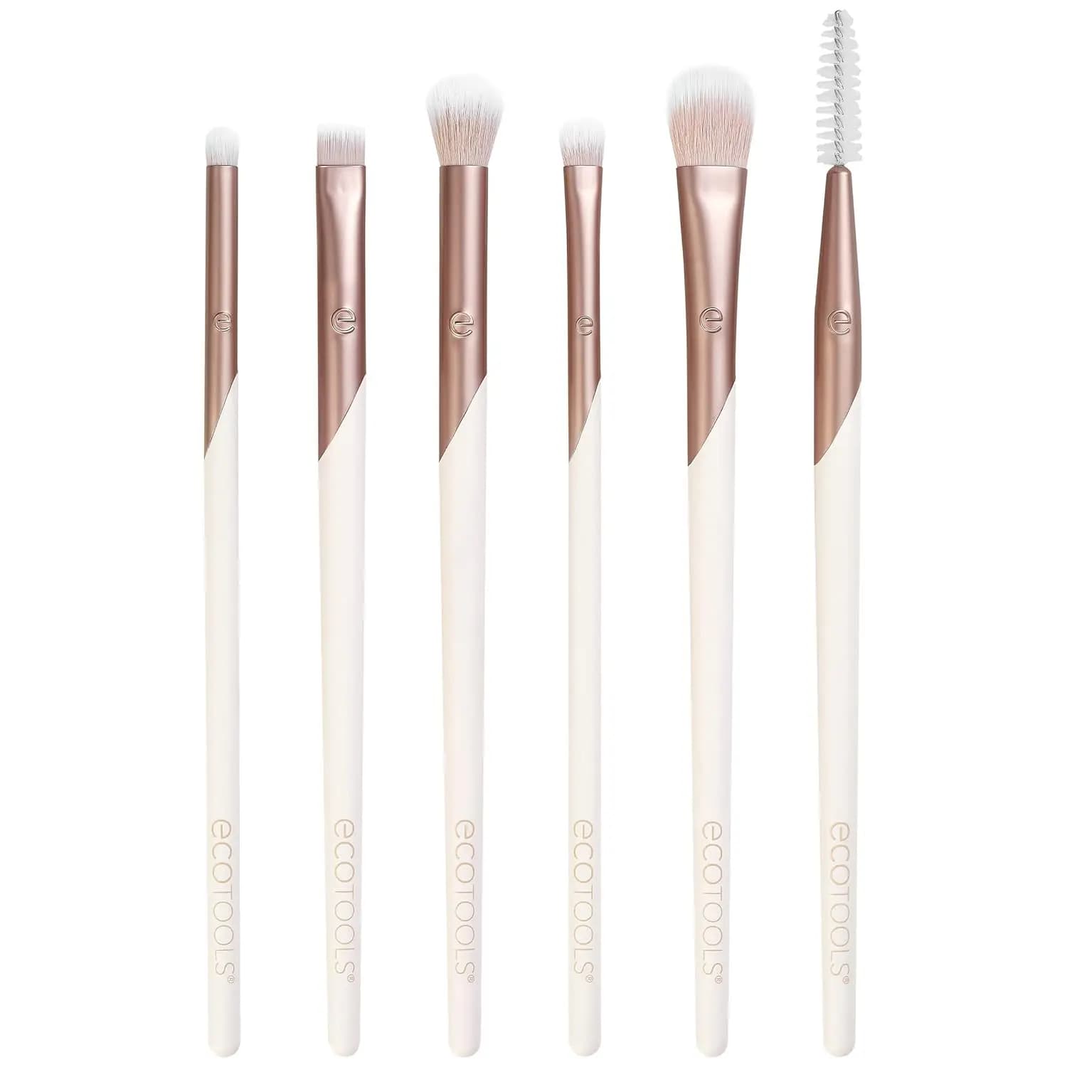 Professional set of 6 Vegan Brushes for Eye Makeup, for Eyeliner and Eyebrows with Synthetic Seeds