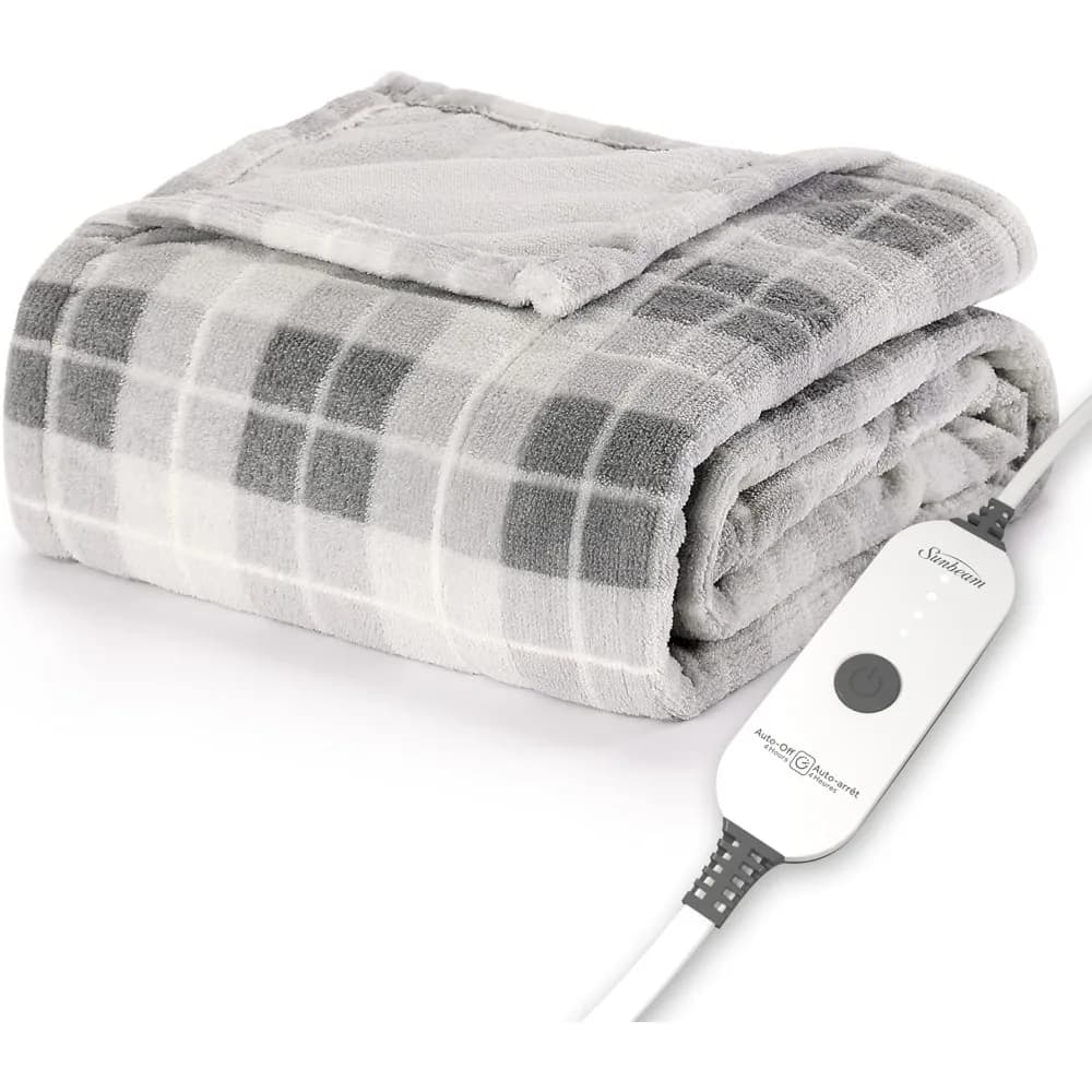 Coperta riscaldata in micropeluche Sunbeam Electric Throw Royal Luxe 4 impostazioni di calore Spegnimento automatico 4 ore Riscaldamento rapido, calda 50" x 60"