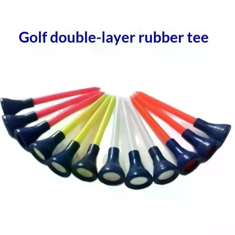 10Pcs Plastic Double-layer Golf Tees Multi Color 83mm Durable Rubber Cushion Top Golf Ball Holder Golf Accessories