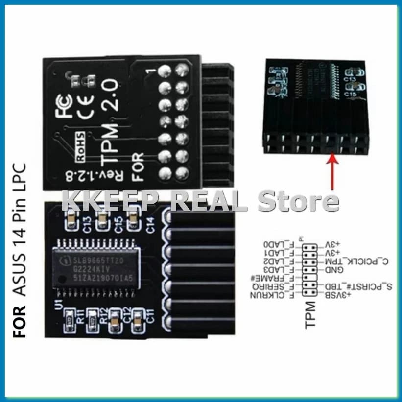 Modulo TPM2.0 per 14 Pin LPC per ASUS14P, Modulo di Sicurezza per Crittografia, Modulo TPM 14PIN LPC per X99 K9S-A31R