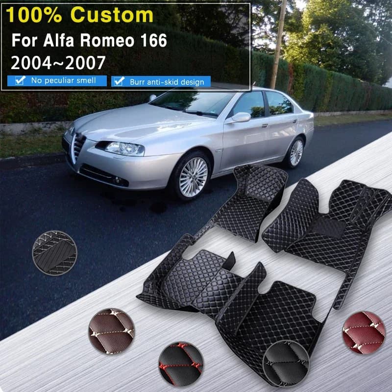 Tappetino per auto 3D per Alfa Romeo 166 Tipo 936 2004 ~ 2007 Cuscinetti protettivi impermeabili Tappetino in pelle Accessori Para Auto Car Accessori