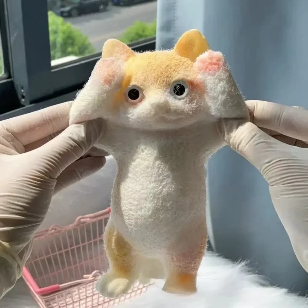 Realistic Cat Mochi Squishy TPR Squeeze Toy, Soft Stress Relief Sensory Fidget Toy Anxiety Relief Gift for Kids Teens Adults
