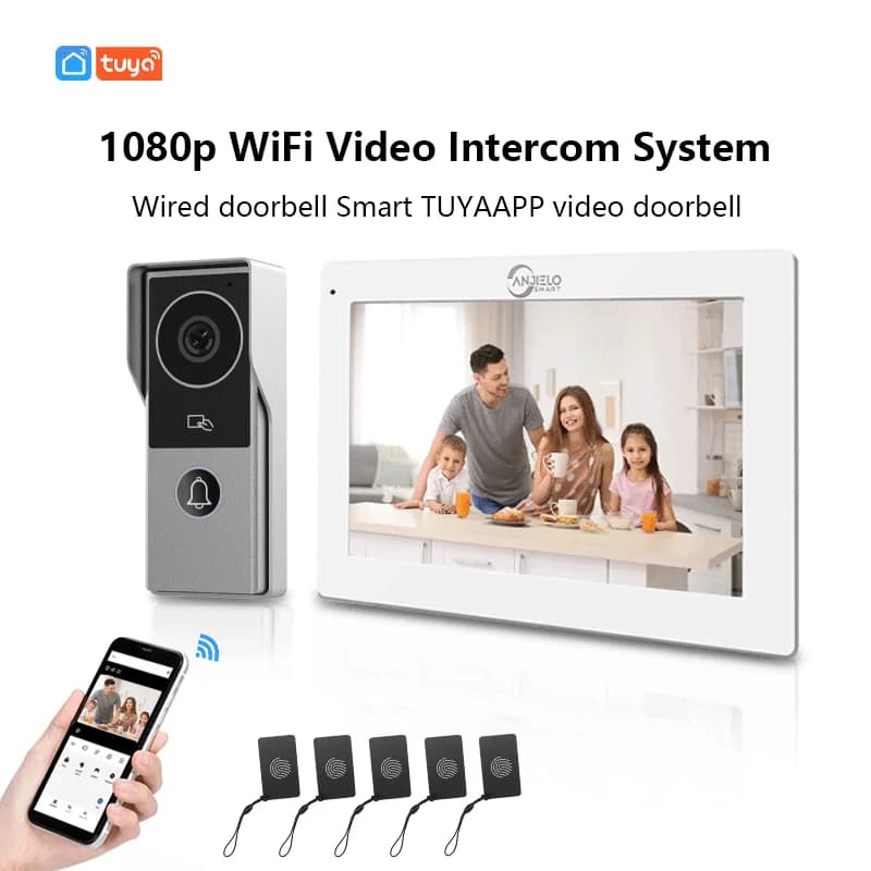 Sistema videocitofonico digitale a 2 fili Monitor WIFI wireless da 10 pollici Videocitofono 1080P Videocitofono Scheda Tuya App Sblocco