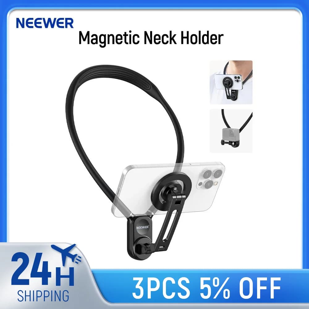 Neewer Magnetic Neewer for Action Camera and Phone Support for Free Hand Neck Tripod Compatible with GoPro DJI Insta360