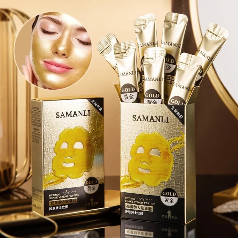 MERCILEN Retinol Peptide Gold Peel-Off Mask 6g X 10 Packs Brightening Skin Care Vitamin E Hyaluronic Acid Firming