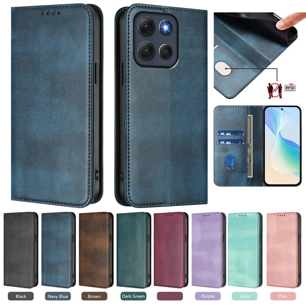 Custodia a Portafoglio in Pelle RFID 5G per Motorola Moto G86 G06 G57 G67 G17 Power G66Y G66J G56 G77 con Chiusura Magnetica
