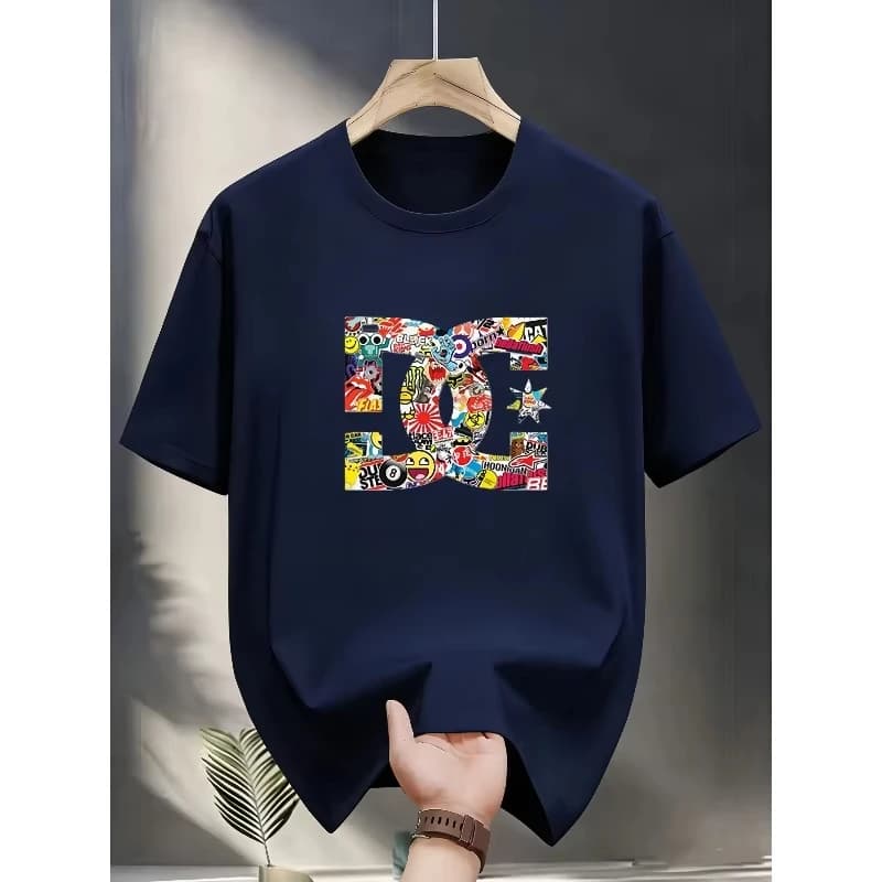 Fashion Trend High-End Luxury Brand Print Oversized T-shirt Casual Cotton Short Sleeve Streetwear Graphic Tee for Summer 2026
