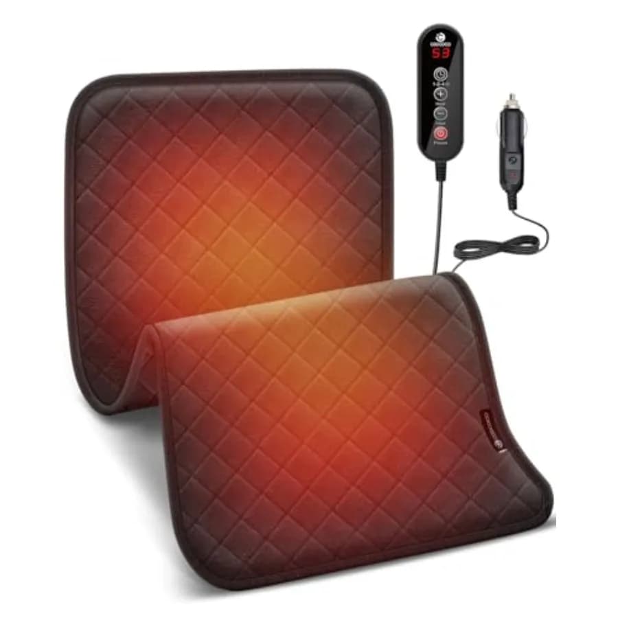 Coperta riscaldante per auto 12V/24V, 30x60 cm, coperta elettrica da viaggio con 5 livelli di calore e spegnimento automatico